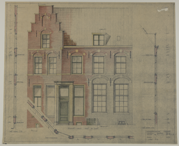 217650 Aanzicht en doorsneden van de gevel van het pand Hoogt 2 te Utrecht.